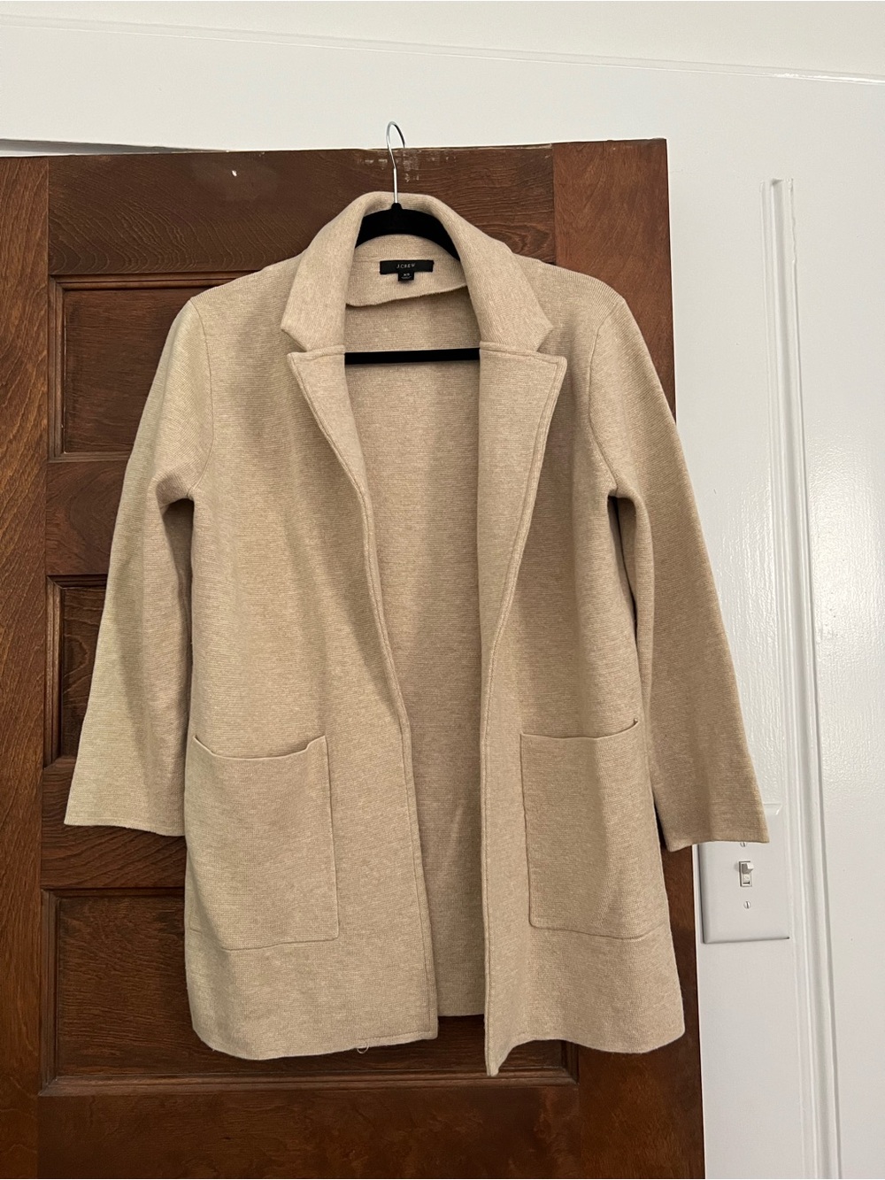 J. Crew Beige Open-Front Knit Cardigan